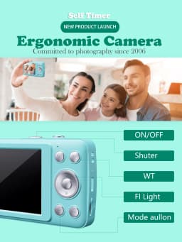 2026 New 48MP 1080P Full HD Digital Camera - 2.4-Inch Portable Auto-Focus Vlogging Camera with 32GB Memory Card & 16X Zoom | USB-C Rechargeable, Built-in Puzzle Game | Compact Travel Camera for Beginners - Budget-Friendly Holiday Gift