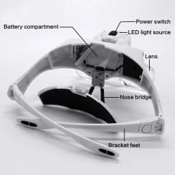 LED Head Mounted Magnifier with Five Adjustable Lenses 1X 15X 2X 25X 35X Hands Free Magnifier for Reading Jewelry Repair Electronics Craft Fine Work Ideal for Soldering Fine Details Ideal for Home DIY Projects and Precision Inspection