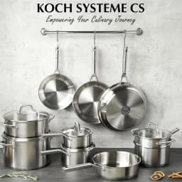 KOCH SYSTEME CS 17 Piece Stainless Steel Cookware Set Kitchen Saucepan Milk Pot Frying pan Professional 18/10 Stianless Steel Pots and Pans Set 5-Layer Stainless Base Induction Ready
