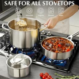 KOCH SYSTEME CS 17 Piece Stainless Steel Cookware Set Kitchen Saucepan Milk Pot Frying pan Professional 18/10 Stianless Steel Pots and Pans Set 5-Layer Stainless Base Induction Ready