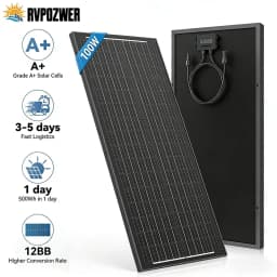 RVPOZWER 12BB/18BB 12V Solar Panel 100W N-Type Monocrystalline Solar Cell High-Efficiency PV Power for Rooftop Camping Rigid