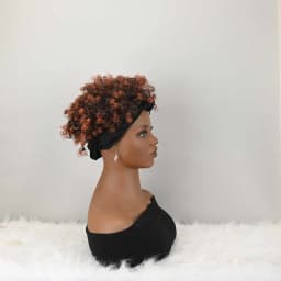 Headband Wig Curly Headband Wig With Bangs For Women Synthetic Afro Curly Hair Wig With Headband Attached Short Kinky Curly Afro High Puff With Bangs Stripes Short Red Curly Wigs with Bangs for Women, Natural Wavy Synthetic Wig, Fluffy Pixie Cut