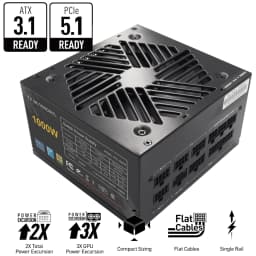 1000W ATX 3.1 PSU | 80 Plus Gold | Full Modular | Zero RPM Low-Noise Fan | PCIe 5.1 Ready | Gaming Power Supply | 105℃ Japanese Capacitors