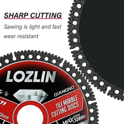 LOZLIN 4.5" 3PCS Diamond Saw Blades Super Thin Dry Cutting Disc Wear Resistant For Tile Marble Granite Ceramic Angle Grinder Masonry Construction Tool