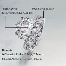 S925 sterling silver elegant 2-carat oval moissanite engagement ring, Bohemian style, cross goose egg design, perfect choice for weddings and anniversaries, great gift, Valentine's Day gift, total weight (4.266 grams)