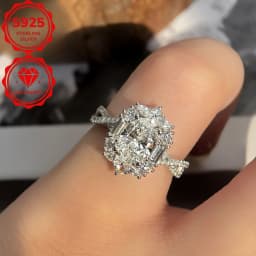 S925 sterling silver elegant 2-carat oval moissanite engagement ring, Bohemian style, cross goose egg design, perfect choice for weddings and anniversaries, great gift, Valentine's Day gift, total weight (4.266 grams)