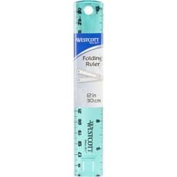 Plastic folding ruler for office use, durable plastic material, assorted colors, compact and portable design