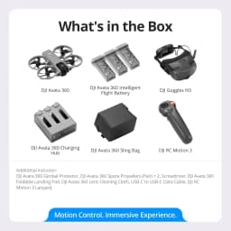 DJI Avata 360 Motion Fly More Combo, 360° Drone With 1-Inch 8K 360° Imaging, 360° Camera Drone With Propeller Guard. Includes Goggles N3 and RC Motion 3 for Intuitive Motion Control and Easy ACRO