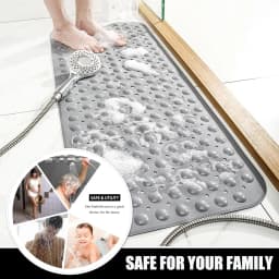 Extra Long Non Slip Bath Mat 40x16 Inch,Dense Suction Cups Secure Mat Firmly On Tub And Shower Surfaces,Well Distributed Drain Holes Speed Up Water Flow To Reduce Standing Water,Fully Machine Washable For Effortless Daily Cleaning