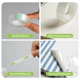 8 Rolls Transparent Tape for Office Home School Christmas Crafts Gift Packaging Invisible Tape Replacement Core