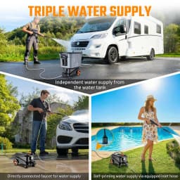Electric High Pressure Washer, 2000PSI Cordless Pressure Washer with 3 Modes of Water Supply, 0°-180° Swivel Joint, 7.2 Gallon Tank & Wheels for Car/Fences/Driveway/Home/Patio Cleaning