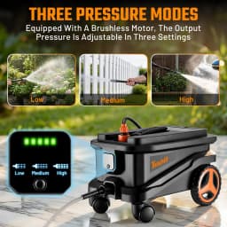Electric High Pressure Washer, 2000PSI Cordless Pressure Washer with 3 Modes of Water Supply, 0°-180° Swivel Joint, 7.2 Gallon Tank & Wheels for Car/Fences/Driveway/Home/Patio Cleaning