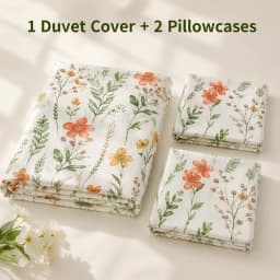 Botanical Floral Duvet Cover Set, Green White Bedding Set, Soft Plant Print Bed Cover with Pillowcases, Twin Full Queen King Breathable and Ultra-Soft, Suitable for All Seasons, Includes 1 Duvet Cover and 1-2 Pillowcases.