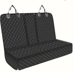 53in Waterproof Diamond Quilted Back Seat Dog Cover, Split Design Rear Bench Pet Car Seat Protector with Secure Hanging Straps, Anti-Scratch Stain Resistant Car Seat Cover for Messy Pets, Drooling Kids & Most Sedan Vehicles
