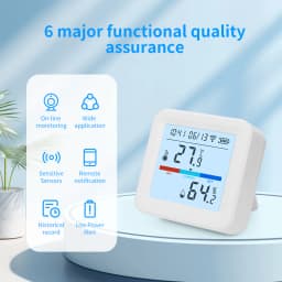 YFK Tuya WiFi Temperature Humidity Sensor, Smart LCD Hygrometer Thermometer with APP Remote Monitor Alert, Works with Alexa Google Home for Smart Home Automation