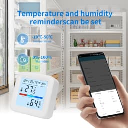 YFK Tuya WiFi Temperature Humidity Sensor, Smart LCD Hygrometer Thermometer with APP Remote Monitor Alert, Works with Alexa Google Home for Smart Home Automation