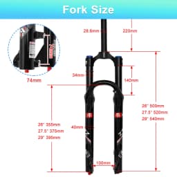 26/27.5/29 Inch MTB Air Suspension Fork 34mm Stanchions 140mm Travel Rebound Adjustment Straight Steerer 9x100mm QR Manual Lockout Mountain Bike Front Fork for XC AM
