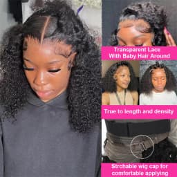 Bob Wig Human Hair 13x4 Transparent Lace Front Bob Wigs Super Double Drawn For Black Women Deep Wave Curly 100% Human Hair Wigs Pre Plucked Water Wave Bob Wigs