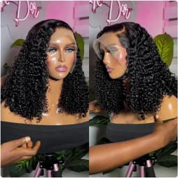 Bob Wig Human Hair 13x4 Transparent Lace Front Bob Wigs Super Double Drawn For Black Women Deep Wave Curly 100% Human Hair Wigs Pre Plucked Water Wave Bob Wigs