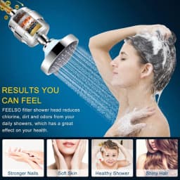 High Pressure 5-Setting Filtered Shower Head with Water Softener, Removes Chlorine & Heavy Metals