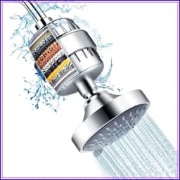 High Pressure 5-Setting Filtered Shower Head with Water Softener, Removes Chlorine & Heavy Metals