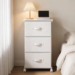 JHK 3 Drawers Dresser Storage Cabinet with Wheels Rolling Fabric Dresser Tower Storage Cabinet Organizer with Steel Frame for Closet Bedroom Entryway