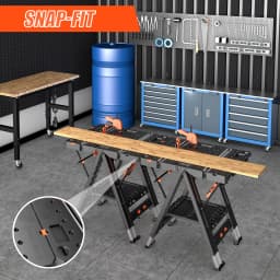 Folding Workbench, 2-in-1 Waterproof Portable Folding Work Table, 31' W × 25' D × 32' H Workbench, Height-Adjustable Work Table