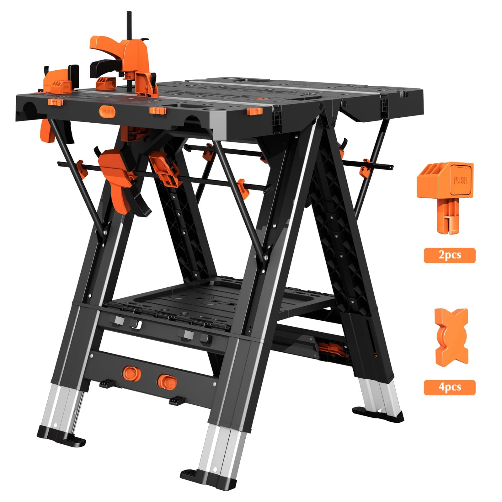 Folding Workbench, 2-in-1 Waterproof Portable Folding Work Table, 31' W × 25' D × 32' H Workbench, Height-Adjustable Work Table