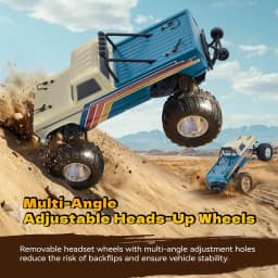 1/10 Scale Brushless RC Crawler Truck, 2WD Off-Road Vehicle with Wheelie Bar, High-Torque Motor, Hobby Grade Remote Control Car for Adults, Navy Blue