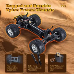 1/10 Scale Brushless RC Crawler Truck, 2WD Off-Road Vehicle with Wheelie Bar, High-Torque Motor, Hobby Grade Remote Control Car for Adults, Navy Blue