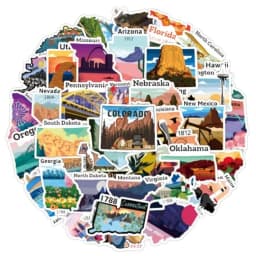51Pcs United States Stickers, Travel USA Waterproof Vinyl Stickers for Water Bottles Laptop Computer Phone Scrapbook, Sticker G
