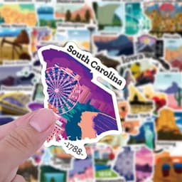 51Pcs United States Stickers, Travel USA Waterproof Vinyl Stickers for Water Bottles Laptop Computer Phone Scrapbook, Sticker G