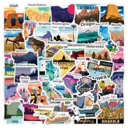 51Pcs United States Stickers, Travel USA Waterproof Vinyl Stickers for Water Bottles Laptop Computer Phone Scrapbook, Sticker G