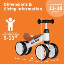 Baby Balance Bike for 1 Year Old Boys Girls, Toddler Bike 12-18 Months, Adjustable Seat, No Pedal Infant 4 Wheels Bicycle, First Riding Experience