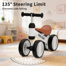 Baby Balance Bike for 1 Year Old Boys Girls, Toddler Bike 12-18 Months, Adjustable Seat, No Pedal Infant 4 Wheels Bicycle, First Riding Experience