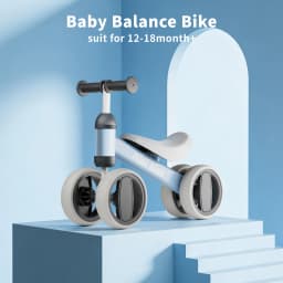Baby Balance Bike for 1 Year Old Boys Girls, Toddler Bike 12-18 Months, Adjustable Seat, No Pedal Infant 4 Wheels Bicycle, First Riding Experience