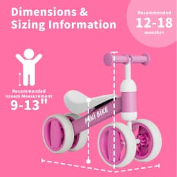 Baby Balance Bike for 1 Year Old Boys Girls, Toddler Bike 12-18 Months, Adjustable Seat, No Pedal Infant 4 Wheels Bicycle, First Riding Experience