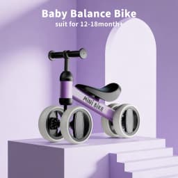 Baby Balance Bike for 1 Year Old Boys Girls, Toddler Bike 12-18 Months, Adjustable Seat, No Pedal Infant 4 Wheels Bicycle, First Riding Experience