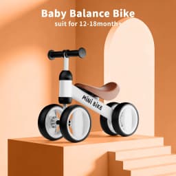 Baby Balance Bike for 1 Year Old Boys Girls, Toddler Bike 12-18 Months, Adjustable Seat, No Pedal Infant 4 Wheels Bicycle, First Riding Experience