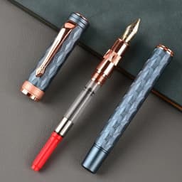 51-Piece Fountain Pen Set [1Pc Fountain Pen + 50Pcs Ink Cartridges], 0.5mm Nib, Hand-Polished Nib, High-Quality Craftsmanship, Stainless Steel Pen Body, Iridium Pen Clip, Electroplating Process, Engraved Pen Body Design, Suitable for Students, Holiday Gifts, Back-To-School Season, Birthday Gifts, Christmas, Father's Day, Mother's Day, Teacher's Day, Thanksgiving, Daily Writing, Signature, Calligraphy, Art, Fountain Pen