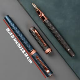 51-Piece Fountain Pen Set [1Pc Fountain Pen + 50Pcs Ink Cartridges], 0.5mm Nib, Hand-Polished Nib, High-Quality Craftsmanship, Stainless Steel Pen Body, Iridium Pen Clip, Electroplating Process, Engraved Pen Body Design, Suitable for Students, Holiday Gifts, Back-To-School Season, Birthday Gifts, Christmas, Father's Day, Mother's Day, Teacher's Day, Thanksgiving, Daily Writing, Signature, Calligraphy, Art, Fountain Pen
