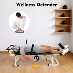59.06-74.8in Long Back Stretch Bench,Adjustable Multifunctional Neck Stretcher Cervical Stretch Device, Handwheel Control Cervical Lumbar Traction Bed for Wellness Centers