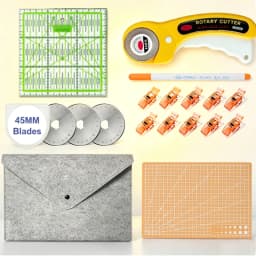 45mm Rotary Cutting Knife Sewing Supplies Set Includes A4 Cutting Mat, Sk5 Blade, 15X15Cm Acrylic Ruler, Marker Pen, Clips, and Storage Bag, for Quilting, DIY Hand Tools, and Christmas Decoration Tools
