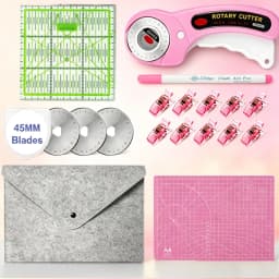 45mm Rotary Cutting Knife Sewing Supplies Set Includes A4 Cutting Mat, Sk5 Blade, 15X15Cm Acrylic Ruler, Marker Pen, Clips, and Storage Bag, for Quilting, DIY Hand Tools, and Christmas Decoration Tools