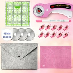 45mm Rotary Cutting Knife Sewing Supplies Set Includes A4 Cutting Mat, Sk5 Blade, 15X15Cm Acrylic Ruler, Marker Pen, Clips, and Storage Bag, for Quilting, DIY Hand Tools, and Christmas Decoration Tools