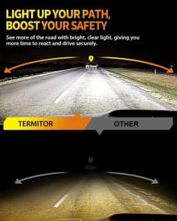 Termitor H7 LED Bulbs – 50,000LM High Brightness, 1:1 Halogen Fit, Plug & Play, 3-Min Install, IP68 Waterproof, 10-Year Lifespan, with fan 2-Pack