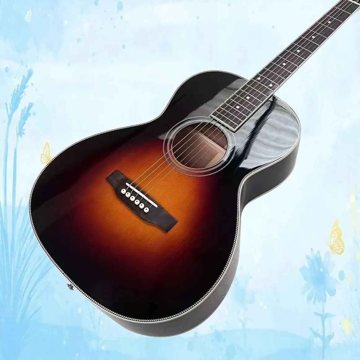 Handmade Professional Acoustic Guitar, Blues Master Keb' Mo' 2012 Acoustic Guitar Sunburst Color, Solid Spruce Top, Back And Side Are Laminate Rosewood, Rosewood Fretboard, 20 Frets, Bone Nut & Saddle, Ideal for Country, Blues, Jazz, High Quality