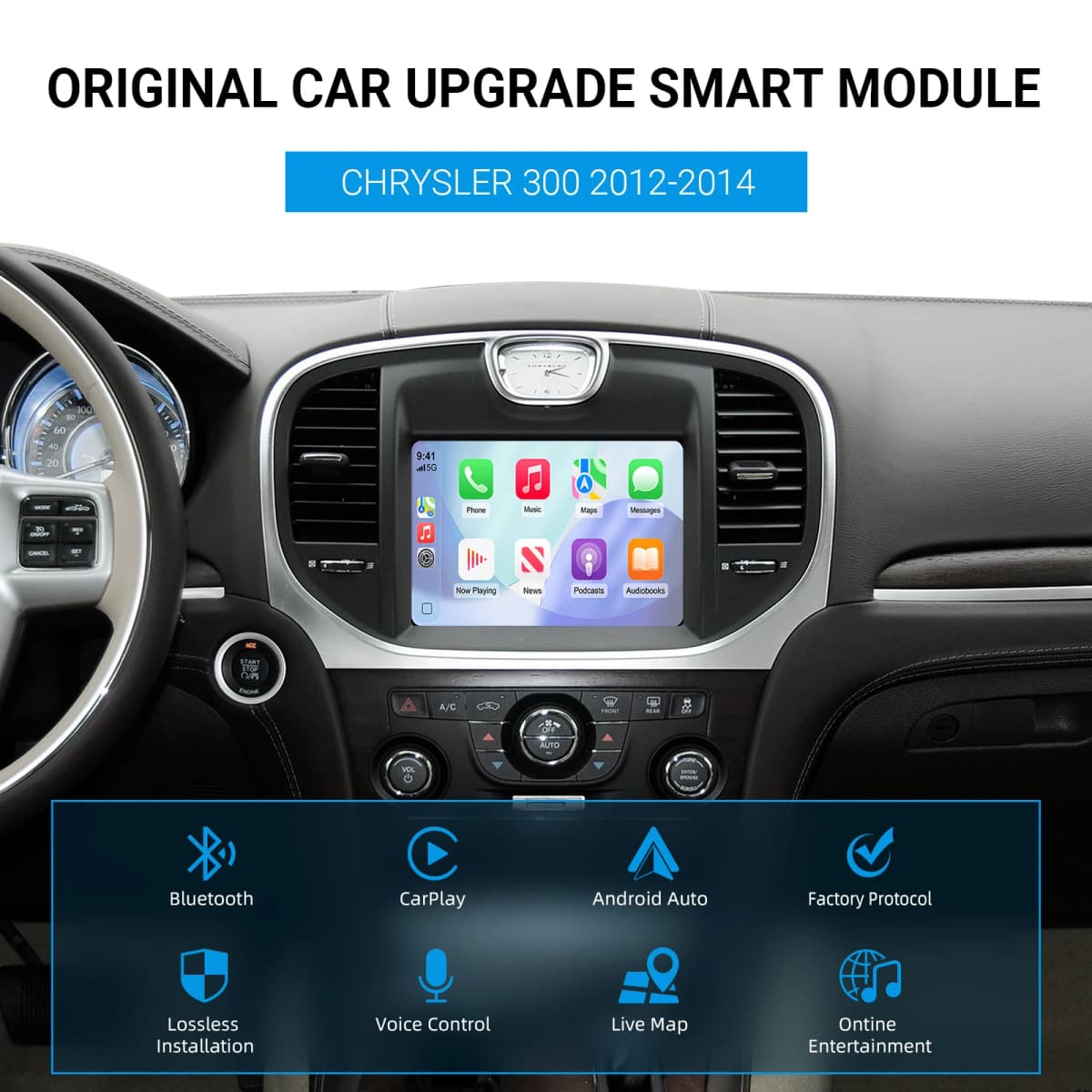 Wireless CarPlay Android Auto Retrofit Kit Decoder Box for 2012-2014 Chrysler 300 Series CarPlay & Android Auto Retrofit Kit