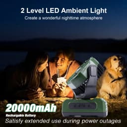 20000mAh Portable Camping Fan with RGB Lantern, Rechargeable Battery Powered Oscillating 4 Wind Speeds LED Display, Remote Control Timer Tent Beach Cordless USB Fans for Travel Home Outdoor, Green