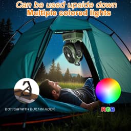 20000mAh Portable Camping Fan with RGB Lantern, Rechargeable Battery Powered Oscillating 4 Wind Speeds LED Display, Remote Control Timer Tent Beach Cordless USB Fans for Travel Home Outdoor, Green
